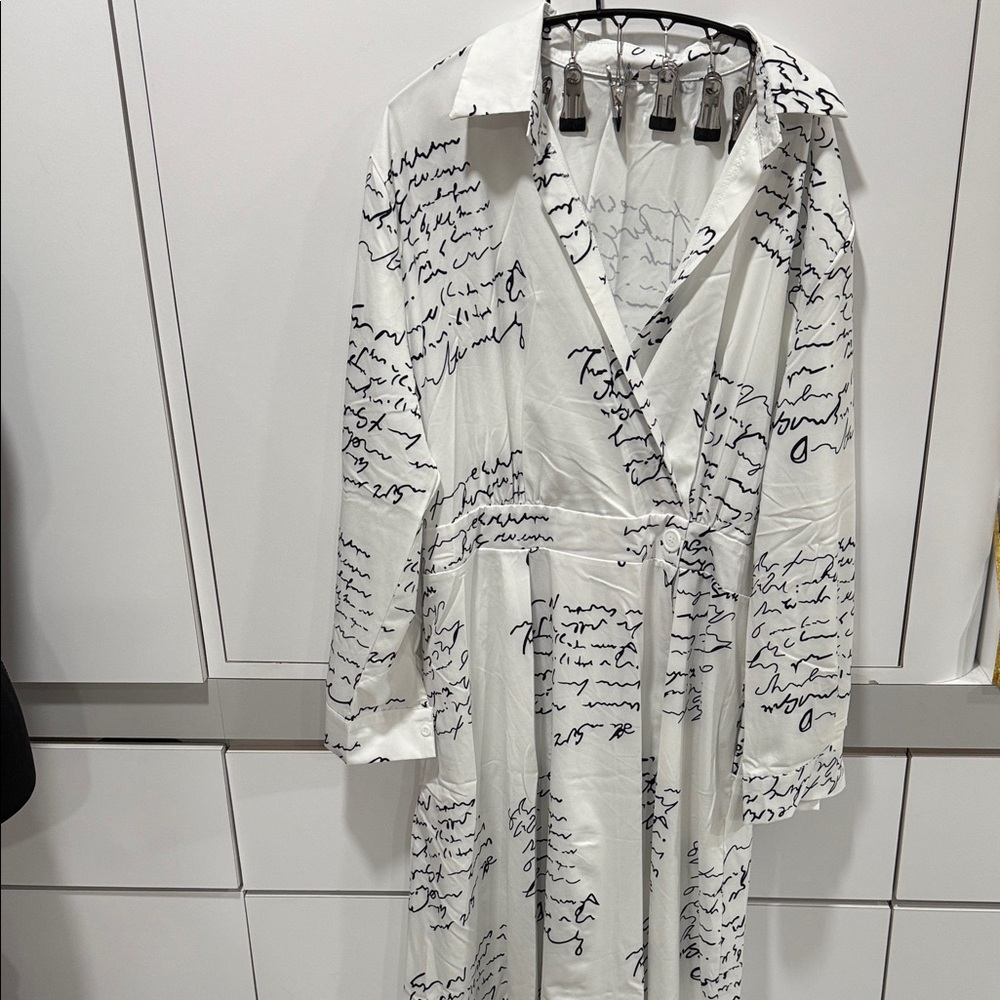 Elegant White Script Dress